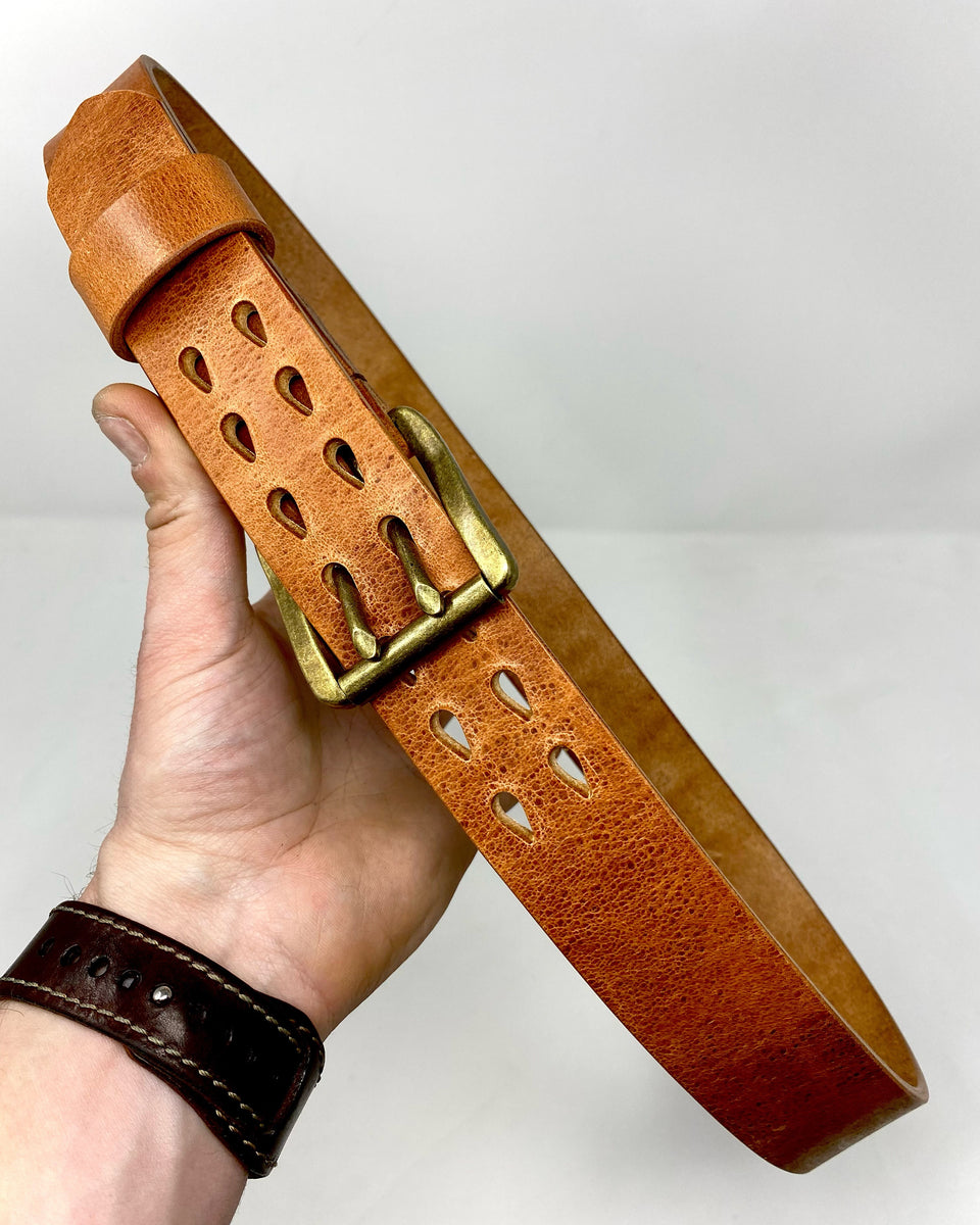 Premium Hermann Oak Harness Leather Strap,1¼ x 84 10 Ounce [5/32 or 4 MM  Thickness] Fully Finished & Leveled, Natural Russet Color