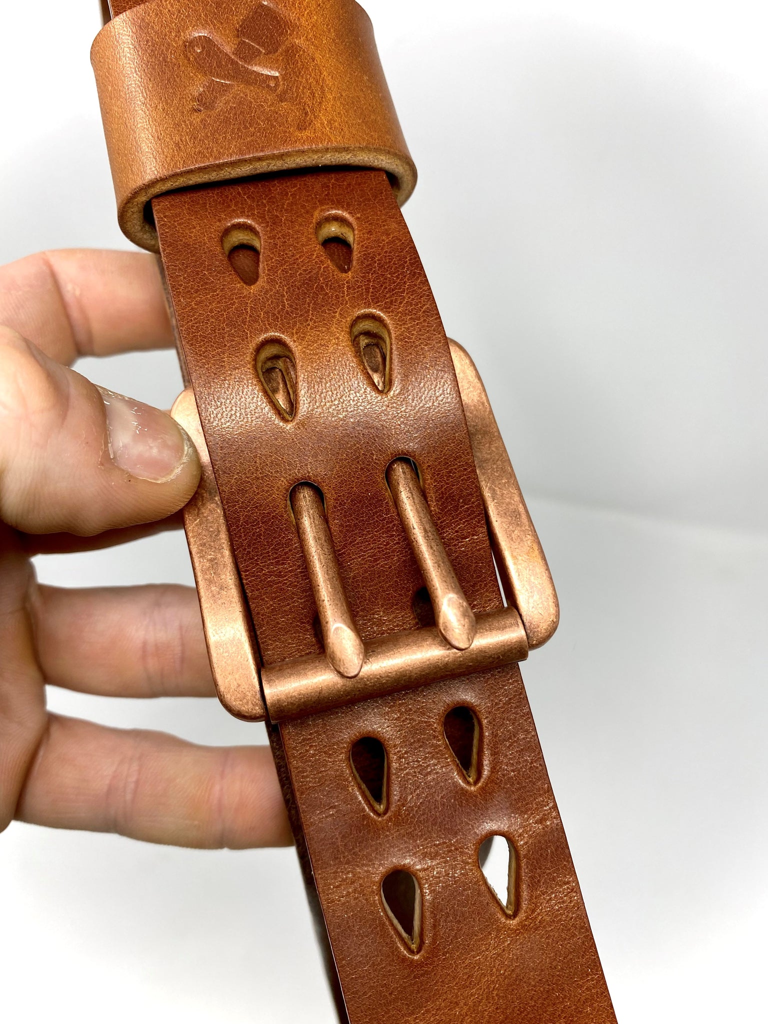Custom Double Prong 10-12 Oz Leather Belt - Vegetable Tanned Leather – K&H  Leatherworks
