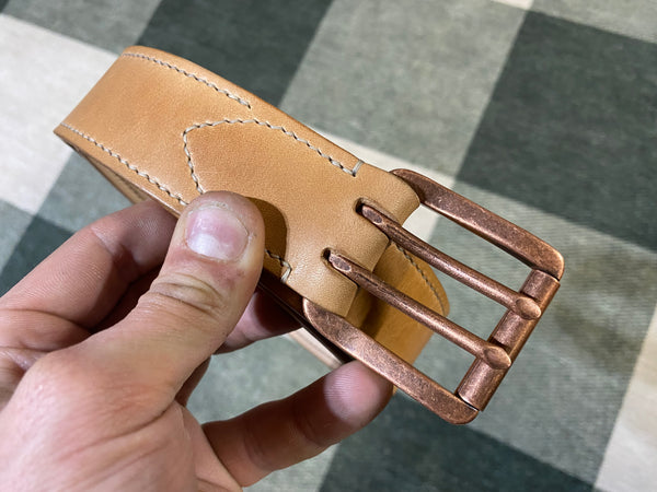 Custom 13-15 Oz Two-Layer Lined Full Grain Leather Belt (41" to 50") Belt Measurement)